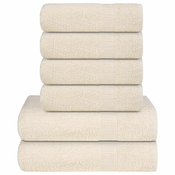 vidaXL Komplet brisač 6-delni krem 360 gsm 100% bombaž