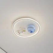 Lindby LED stropna svetilka Kosmo, 40 cm, bela, kovina, zemlja - Dnevna soba/jedilnica - Mladostno bivanje - bela, modra - Plastika