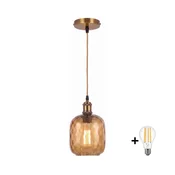 BRILAGI - LED luster na sajli RETRO GLASS 1xE27/60W/230V precnik 14 cm zlatna/dimljeno braon