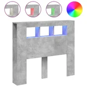 Vidaxl LED posteljno vzglavje betonsko sivo 120x18,5x103,5 cm inž. les