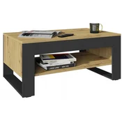 UFC Klubska mizica FLOW, hrast wotan-črn s prostorno polico, klubska mizica 100 cm, loft retro