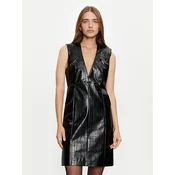 Sisley Haljina od imitacije kože 4S6DLV06O Crna Slim Fit