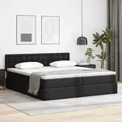 Krevet s od storage s uzglavljem Crna 180 x 200 cm Lažna koža