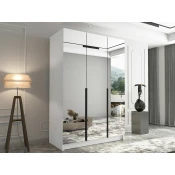 Garderobna omara Closico 196 (Bela + Črna) Črna, Bela, 215x150x58cm, Vrata omare: S tečaji