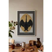 WallXpert uramljena slika 115216, The Black Swan Hilme af Klint, crni labud u zlatnom ovalu, 50 x 70 cm, beli ram