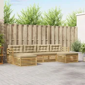 Set vanjskih sofa 6 kom. Bijela i bež Cvrsto drvo akacije
