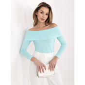 Bluza z odkritimi rameni v barvi mete