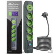 slomart Qoltec razdelilna letev | 4 vtičnice, 1xUSB-C 15W, 1xUSB 12W | 1.8m
