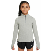 Majica kratkih rukava za djevojčice Nike Kids Dri-Fit Long Sleeve 1/2 Zip Top - dark grey heather/white