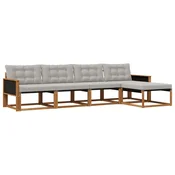 Set vanjskih sofa s jastukom 5 pcs Prirodna i svjetlosiva