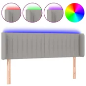 Vidaxl LED posteljno vzglavje svetlo sivo 147x16x78/88 cm blago
