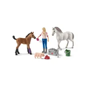 Schleichov veterinarski obisk kobile in žrebeta, komplet figur