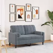 Dvosjed s ukrasnim jastucima tamnosivi 120 cm baršunasti