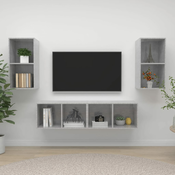 Zidni TV ormarici 4 kom siva boja betona od konstruiranog drva