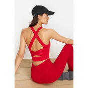 Trendyol Red Supported/Shaping Back Detailed Square Neck Sports Bra