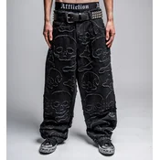 Moške hlače jeans baggy AFFLICTION - ETERNAL SKULL - washed črne - 110WL212-LTST