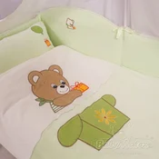 BabyMatex 3-delni komplet bombažne posteljnine 100x135 Zeleni MEDVEDKI