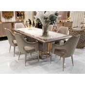 Casa Padrino Luxury Dining Room Set White/Gray/Gold - 1 Luxury Dining Table & 6 Luxury Dining Chairs - Luxury Dining Room Furniture