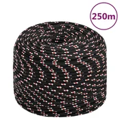 Vidaxl vidaXL Jadralna vrv, črna, 8 mm, 250 m, polipropilen