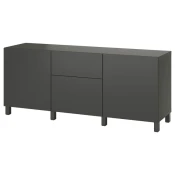 BESTA Kombin. odlaganje s fiokama, tamnosiva/Lappviken/Stubbarp tamnosiva, 180x42x74 cm