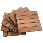 Outsunny Outsunny Zunanje ploščice za lesene vrtne pode, komplet 27 kosov, 2,5 m2, zaporne, 30x30 cm, rjave barve, (20755474)