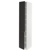 METOD Visoka omara s policami/2 vrata, bela/Nickebo mat antracitna, 40x60x220 cm
