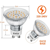 LED žarnice GU10 , 5W (paket 10) - Toplo bela