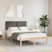vidaXL Posteljni okvir z oblazinjenim vzglavjem Taupe 120 x 190 cm