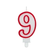 Sveča številka rdeč obris 9