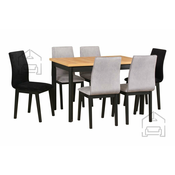 Komplet za jedilnico Max 5P crna/grandson + 6 stolov Luna 1 crna