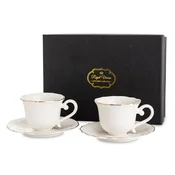 Skodelica s krožnikom, komplet 2 kosov, beli porcelan