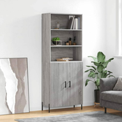 Greatstore Visoka komoda siva sonoma 69,5x34x180 cm inženirski les