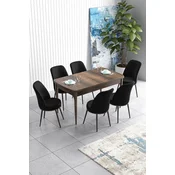 Hanah Home Set Trpezarijski sto i 6 stolica Han, Crno-braon