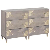 Kreveta s ladicama 2 pcs Siva 60 x 33 x 75 cm Cvrsto drvo manga