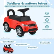 Costway Otroški poganjalec z zvočnimi efekti sirene in motorja ter shranjevanjem pod sedežem rdeč