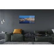 tulup.si Slika na akrilnem steklu Mesto grčija obala ponoči 100x50 cm 4 obešalnika