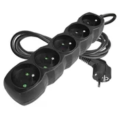 Podaljševalni kabel 2 m/5 vtičnic/črn/PVC/1 mm2