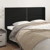 Vidaxl vidaXL Vzglavnik s krilci črne barve 203x16x118/128 cm umetno usnje