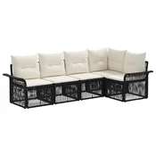 Sjedeća garnitura za vrt 5 kom. Crna poliratan 70.5 x 62 x 70 cm