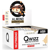 Qwizz Proteinske plocice, badem s cokoladom, 12 komada, Nutrend
