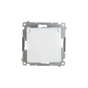Simon 54 Enojna vtičnica z/brez 16A IP44 z zaklopom za tirnico z loputo bela DGZ1BUZ.01/11