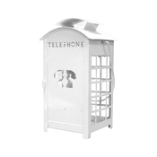 Laterna za svečo 12,5xh26,5cm/telefonska govorilnica/bela/kovina