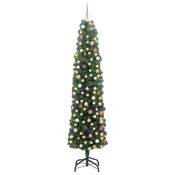 Vidaxl Umetno božično drevo z LED lučkami Zelena 180 cm