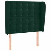 Vidaxl Vzglavje z ušesi temno zeleno 93x23x118/128 cm žamet
