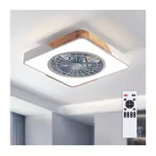 Brilagi - LED prigušiva svetiljka sa ventilatorom LED/38W/230V 50 cm bela/hrast + daljinski upravljac