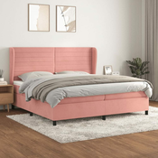 Greatstore Box spring postelja z vzmetnico roza 200x200 cm žamet