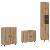 vidaXL 3-delni set kopalniških omaric BREDA Artisan hrast