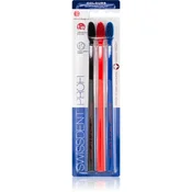 Swissdent Profi Colours Trio Soft-Medium srednje mehka zobna ščetka 3 kos odtenek Black, Red, Blue