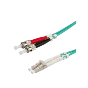 Value Fibre Optic Jumper Cable, 50/125µm, LC/ST, OM3, turquoise 10 m fibre optic cable