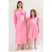 Trendyol Pink Flower Detailed Woven Shirt Dress